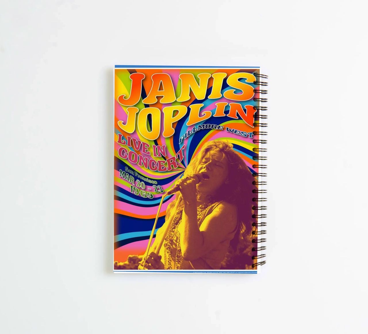 live concert janis joplin 1967 Poster carnet à spirale de SoundStudio