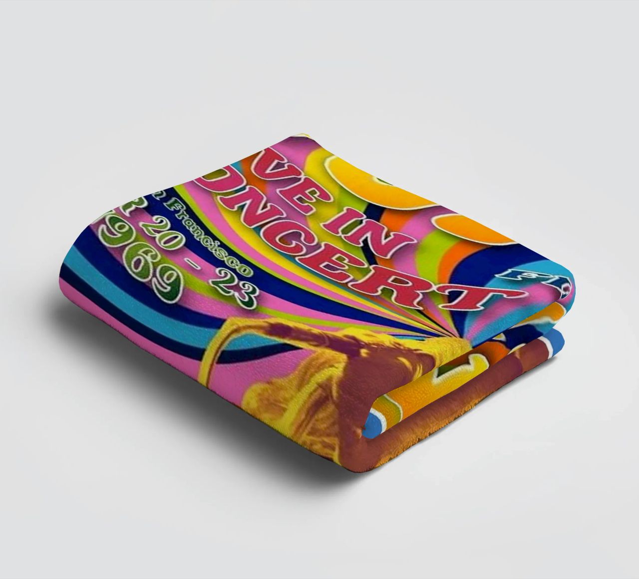 live concert janis joplin 1967 Poster serviette de bain de SoundStudio