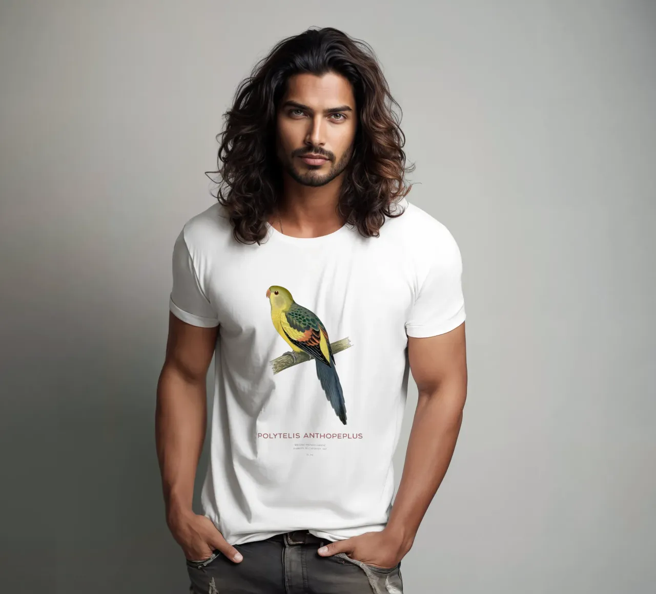 Pappagallo reggente o Polytelis anthopeplus t-shirt da Vintagrafica