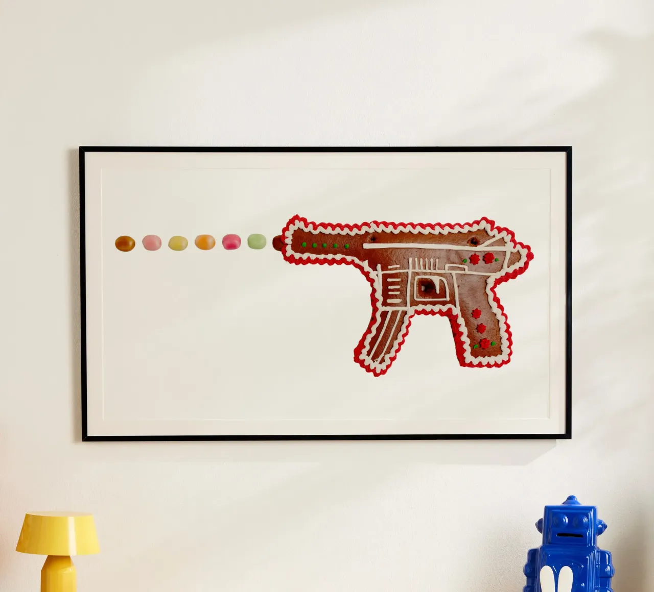Gingerbread weapon poster with wooden frame by Simon Koy