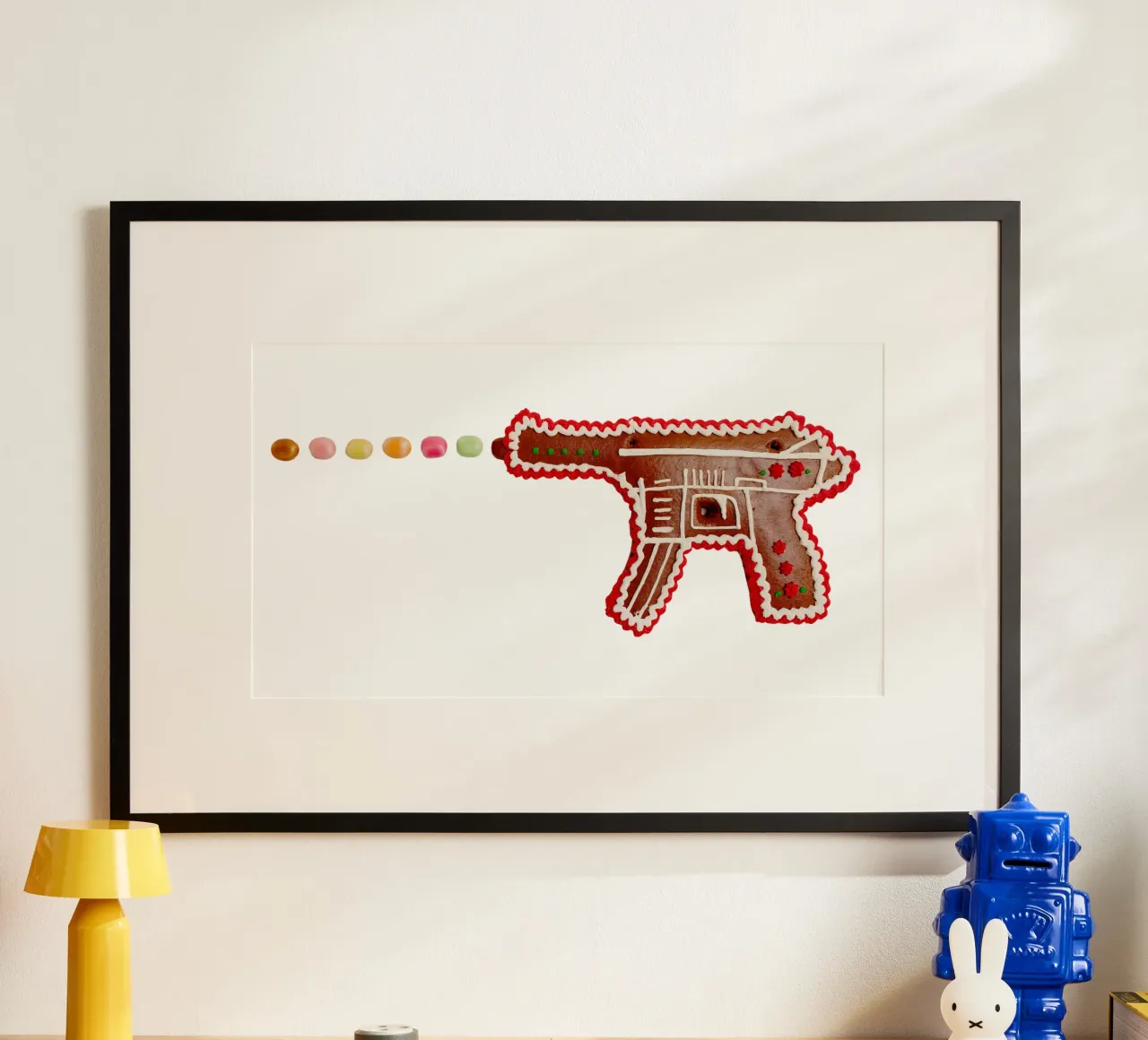 Gingerbread weapon poster with wooden frame by Simon Koy