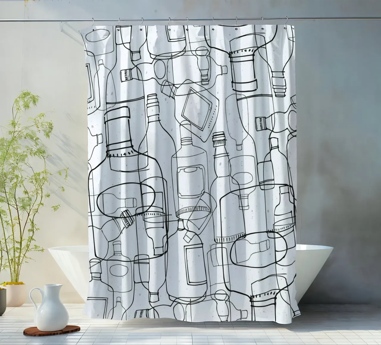 White Rum shower curtain by lazydaypaper