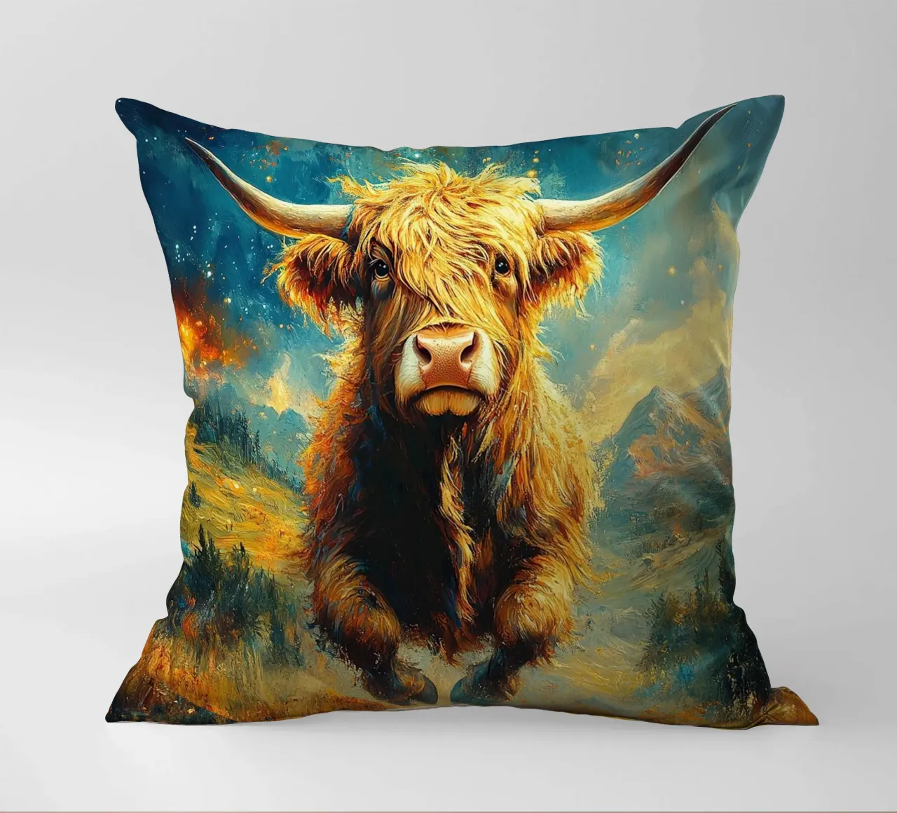 Mucca delle Highlands cuscino da Nikis Art Studio