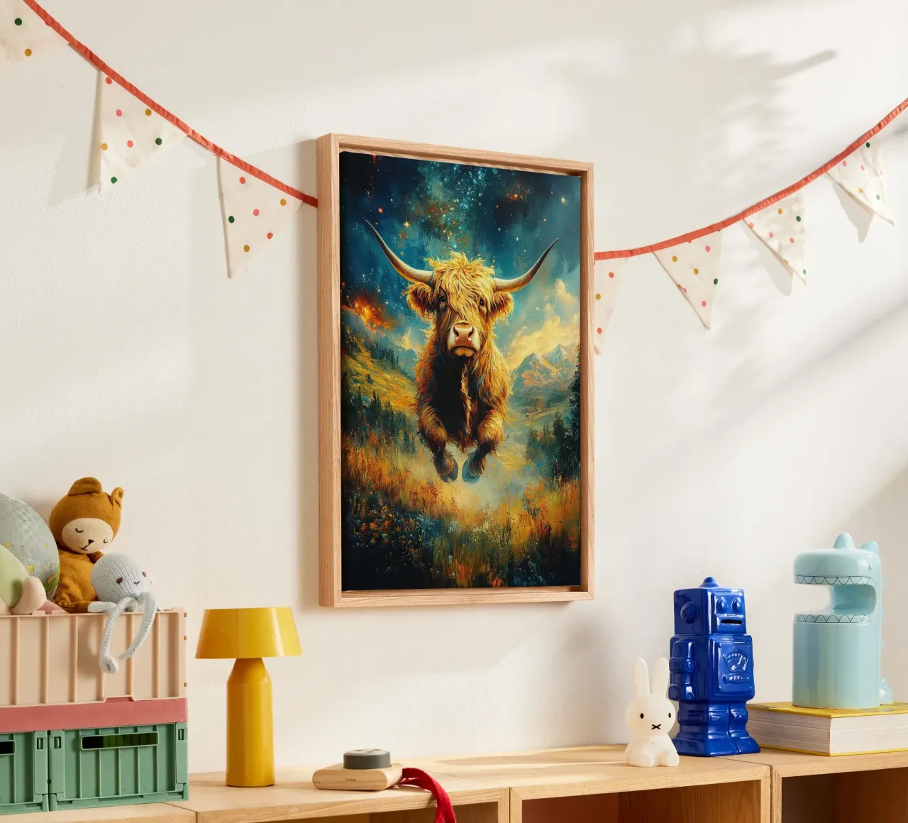 Mucca delle Highlands tela con Cornice a cassetta da Nikis Art Studio