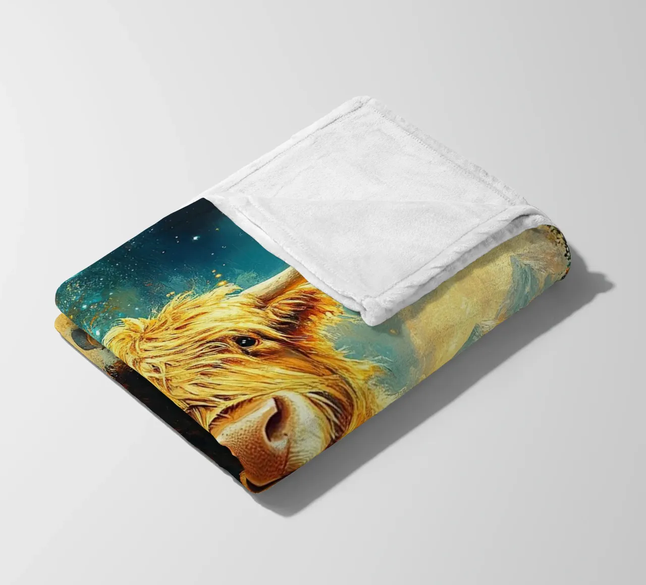 Mucca delle Highlands coperta in pile da Nikis Art Studio