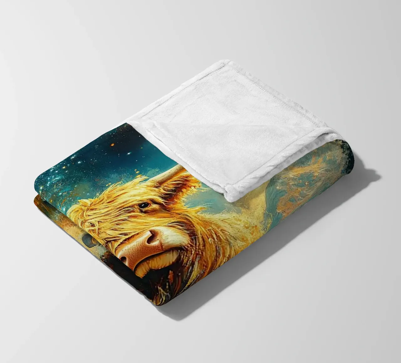 Mucca delle Highlands coperta in pile da Nikis Art Studio