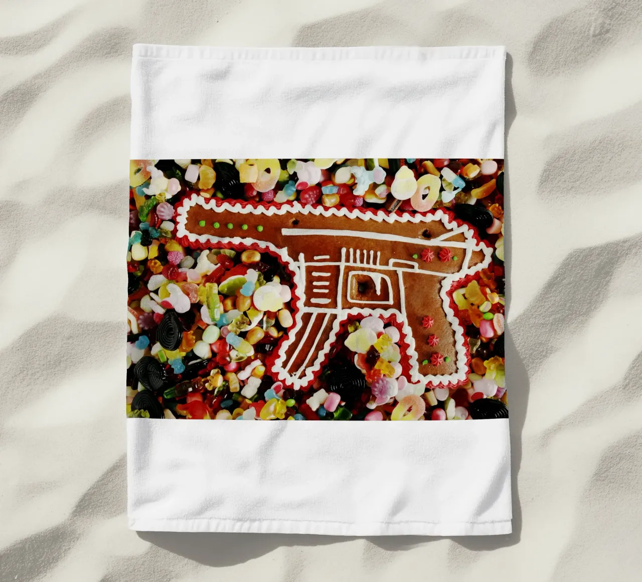 Lebuchen Waffe beach towel by Simon Koy