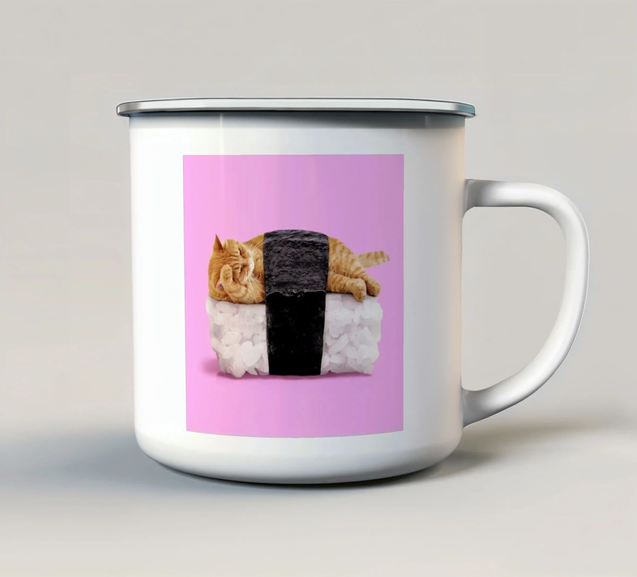 Sushi Cat tazza in smalto da Paul Fuentes Design