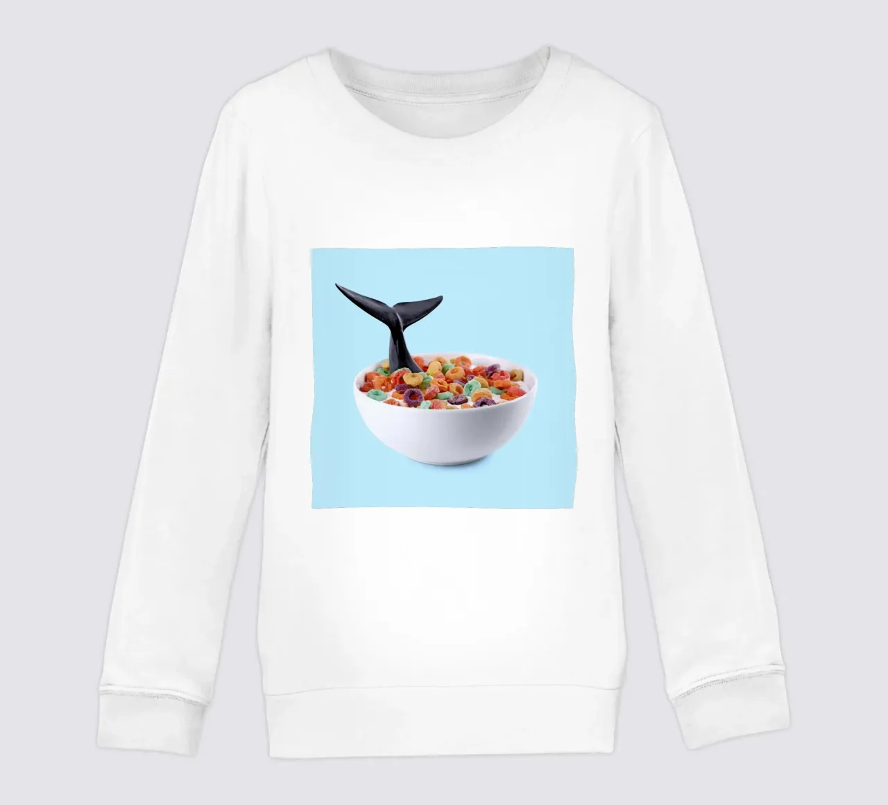 Whale Cereal kids sweatshirt by Paul Fuentes Design