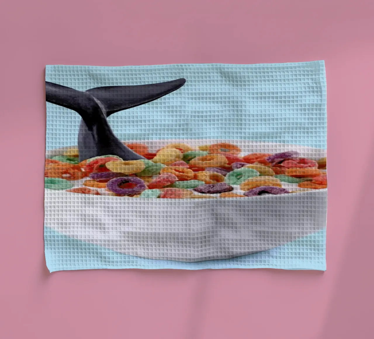 Whale Cereal tea towel by Paul Fuentes Design