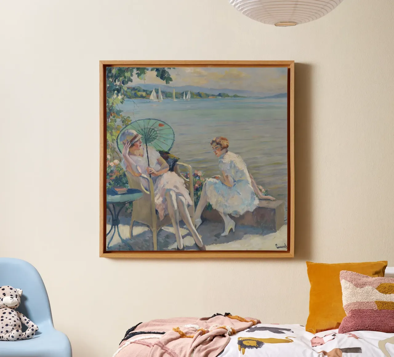 Edward Cucuel - Zomermiddag bij het meer canvas met Baklijst van ARTOTHEK