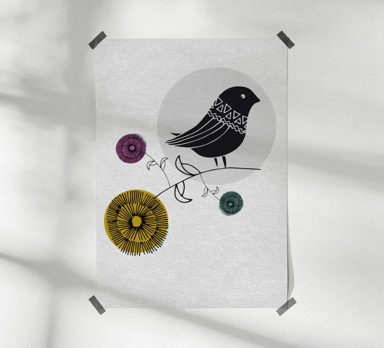 Bird poster con telaio in plastica da lazydaypaper