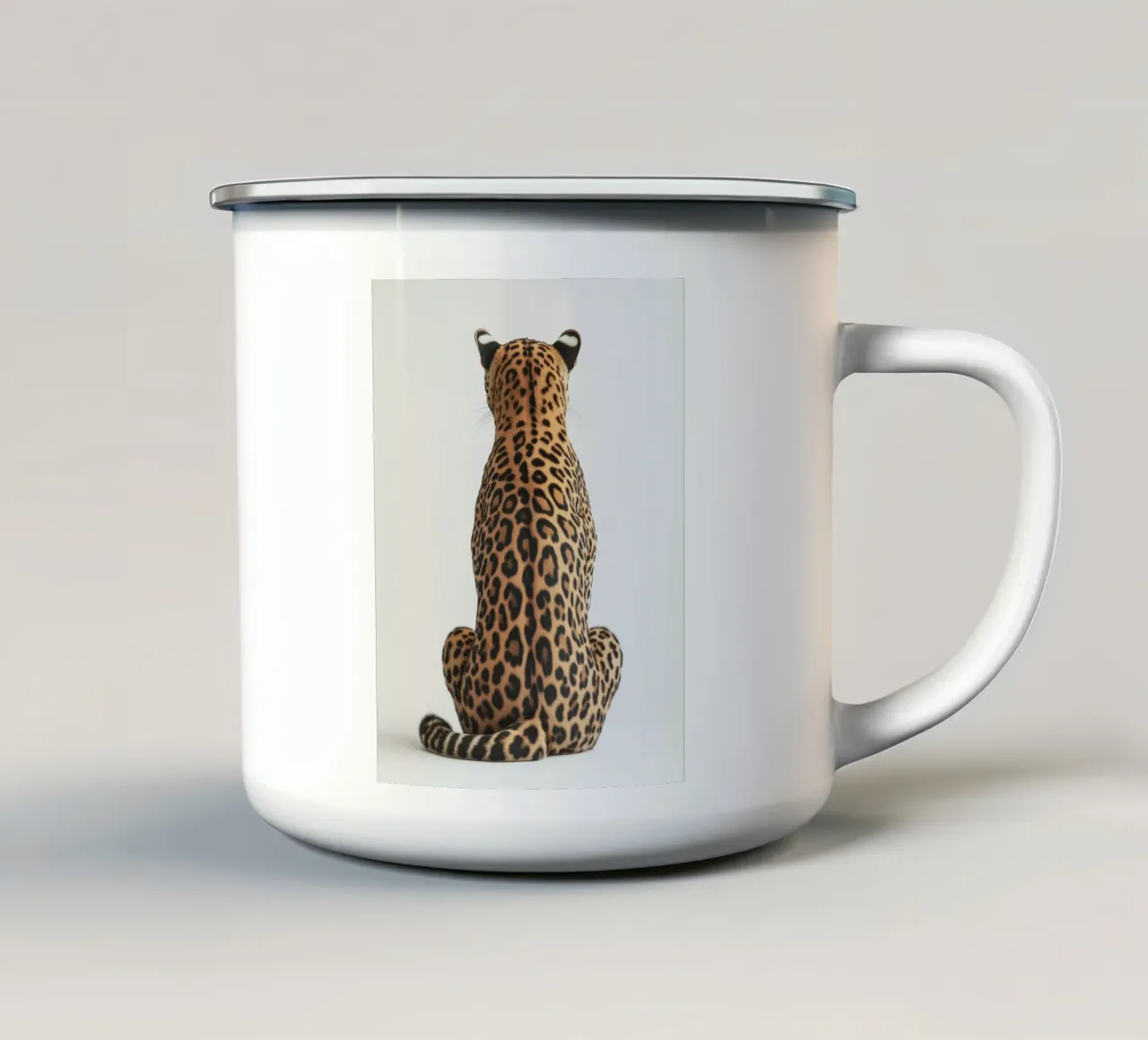 Leopardo elegante tazza in smalto da Carinaprint