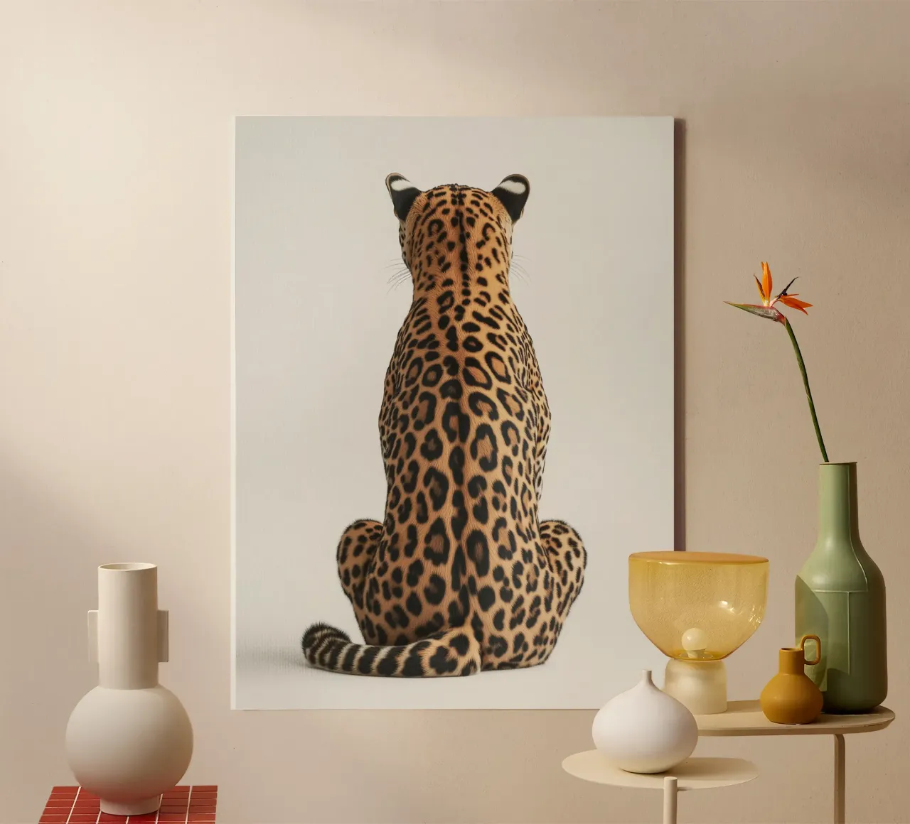 Elegant leopard canvas with Floater frame by Carinaprint