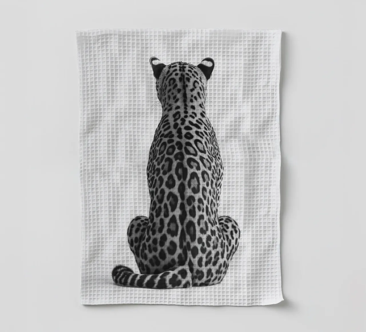B&N Leopardo a riposo canovaccio da cucina da Carinaprint