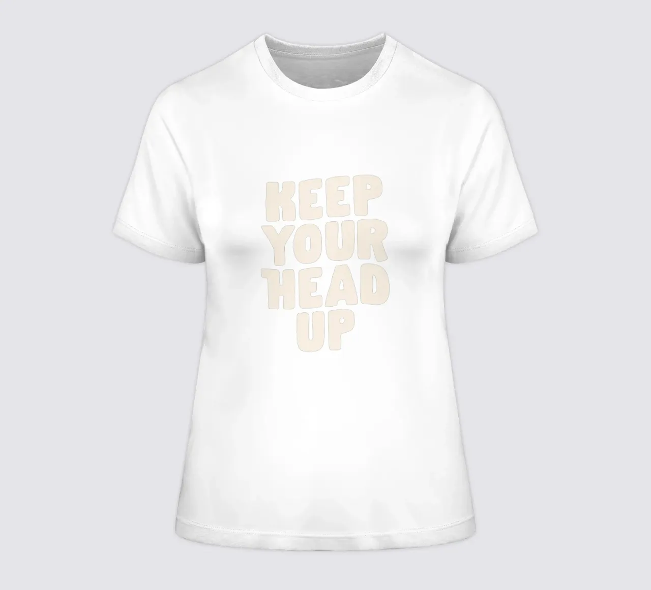 Keep Your Head Up Optimistic Typography Design women's fitted t-shirt by THE MOTIVATED TYPE