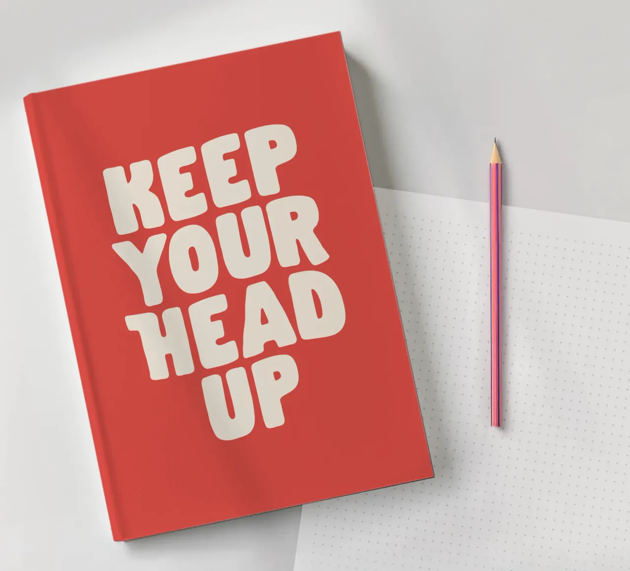 Keep Your Head Up Optimistic Typography Design notebook by THE MOTIVATED TYPE