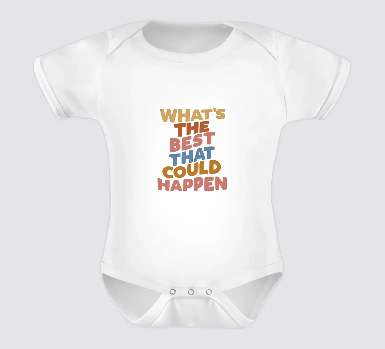 Whats The Best That Could Happen Typography Print short-sleeve baby romper by THE MOTIVATED TYPE