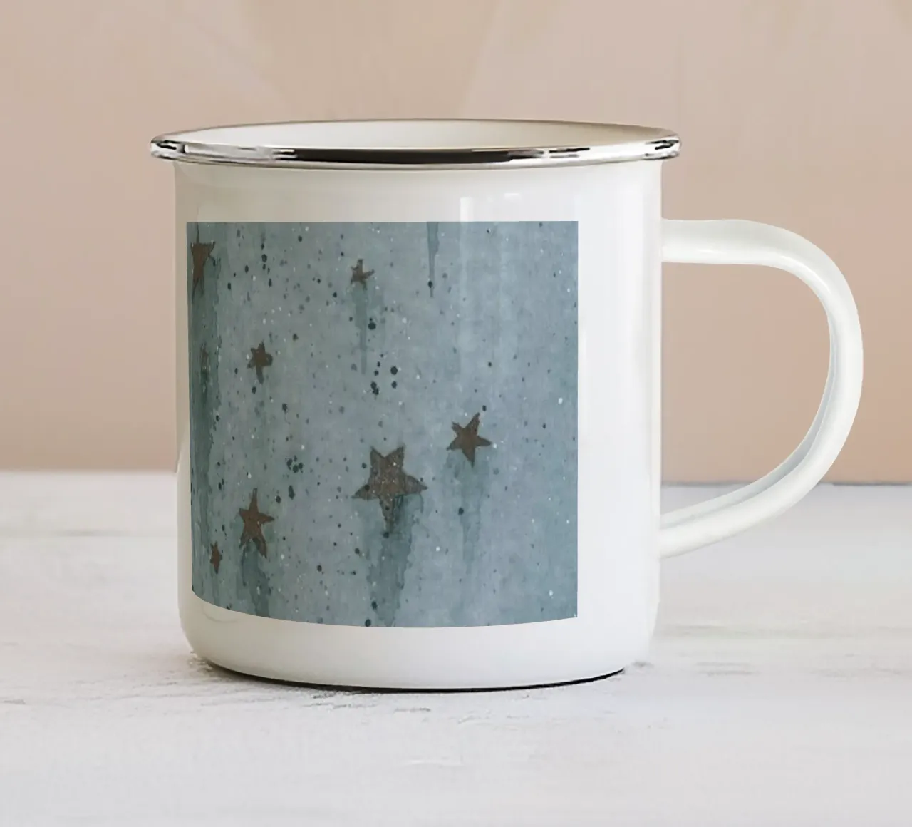 Stelle blu e oro ad acquerello tazza in smalto da This Wild Soul - Illustration