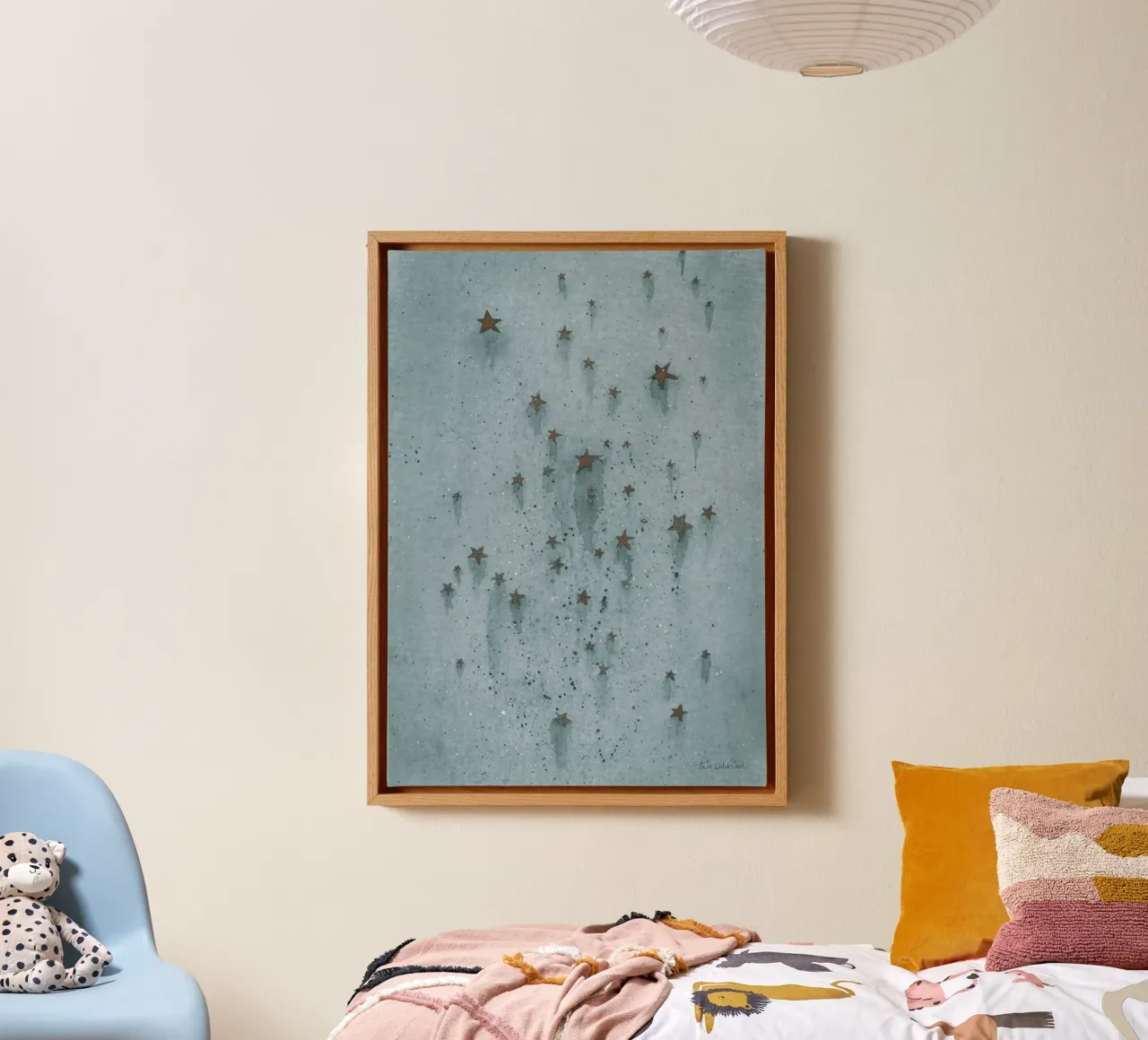 Stelle blu e oro ad acquerello tela con Cornice a cassetta da This Wild Soul - Illustration