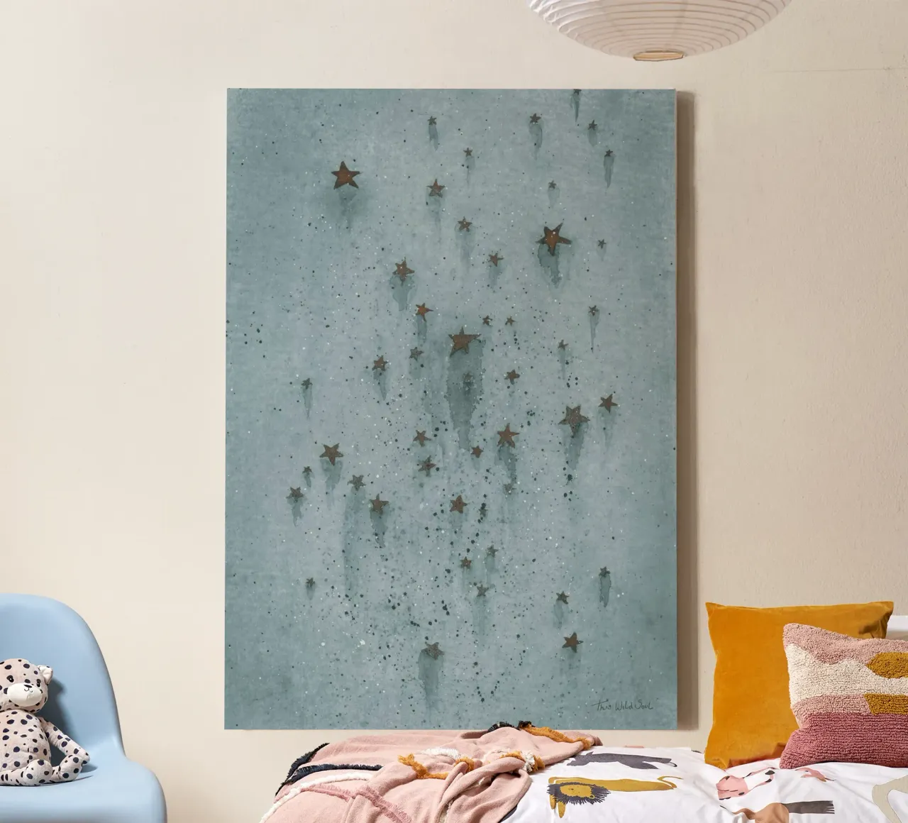 Stelle blu e oro ad acquerello tela con Cornice a cassetta da This Wild Soul - Illustration