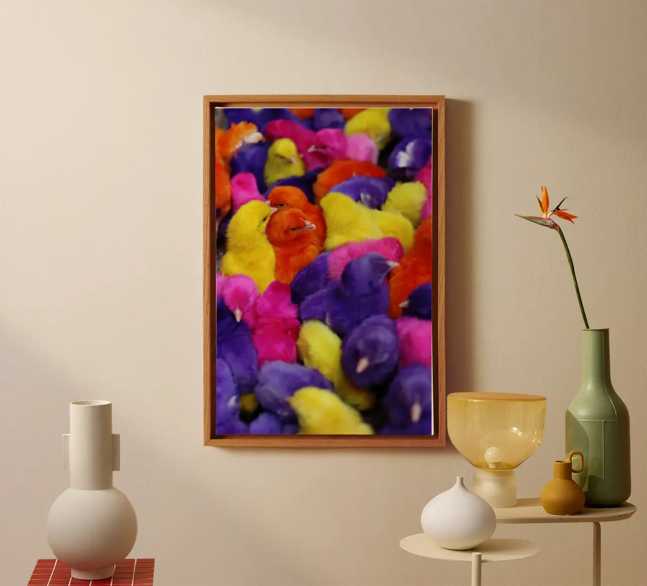 Pulcini colorati tela con Cornice a cassetta da Simon Koy