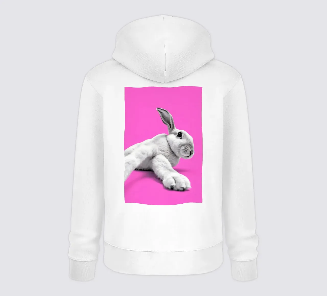 Coniglietto moderno pop art in scena rosa felpa con cappuccio da Studio Mooodz