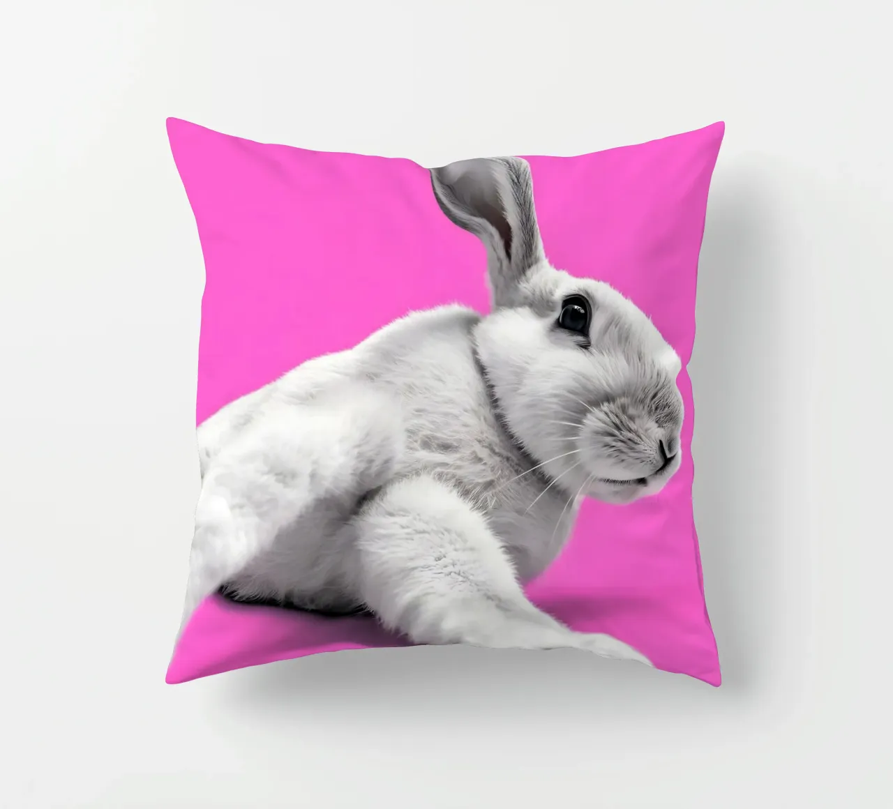Coniglietto moderno pop art in scena rosa cuscino da Studio Mooodz