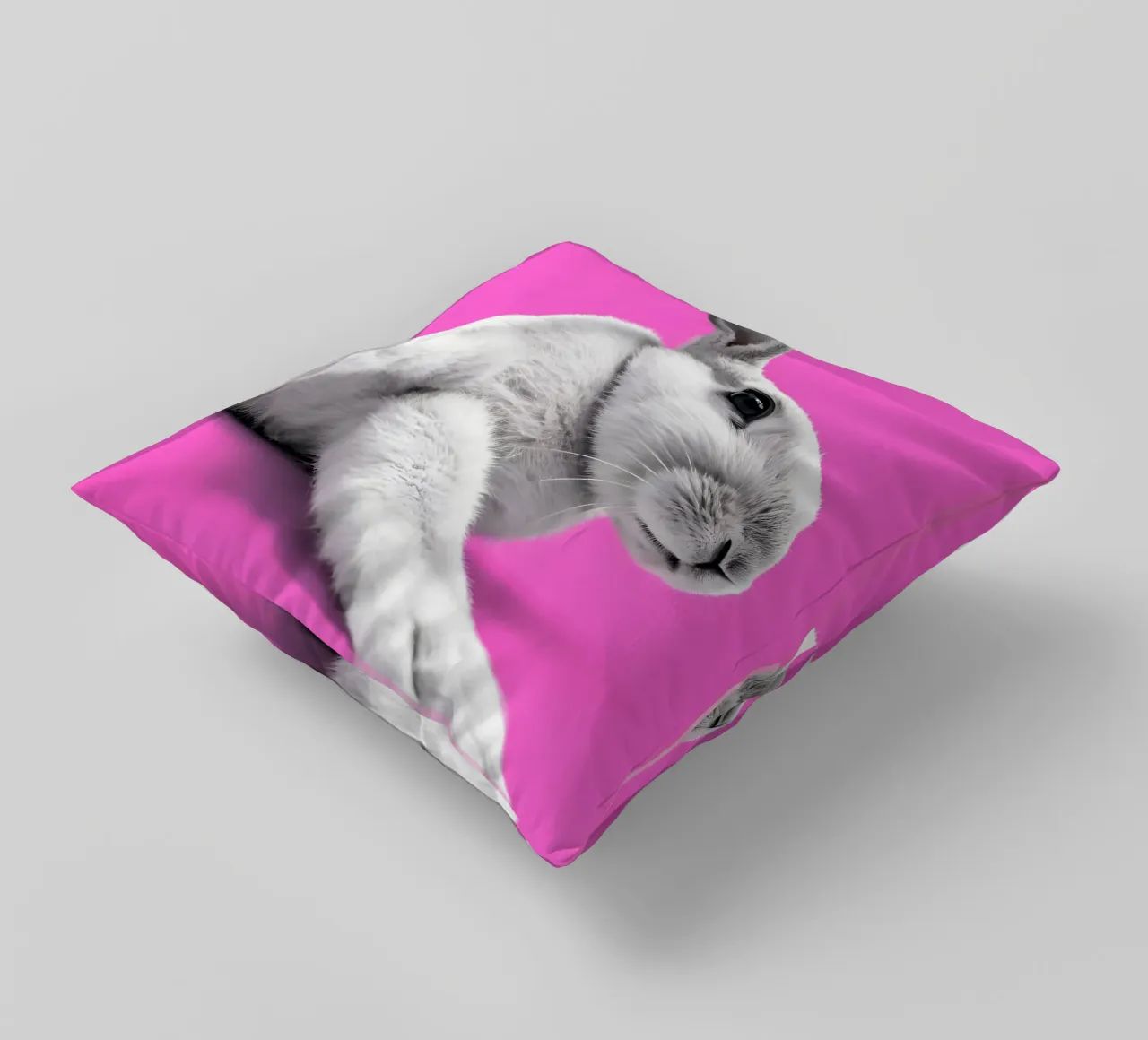 Coniglietto moderno pop art in scena rosa cuscino da Studio Mooodz
