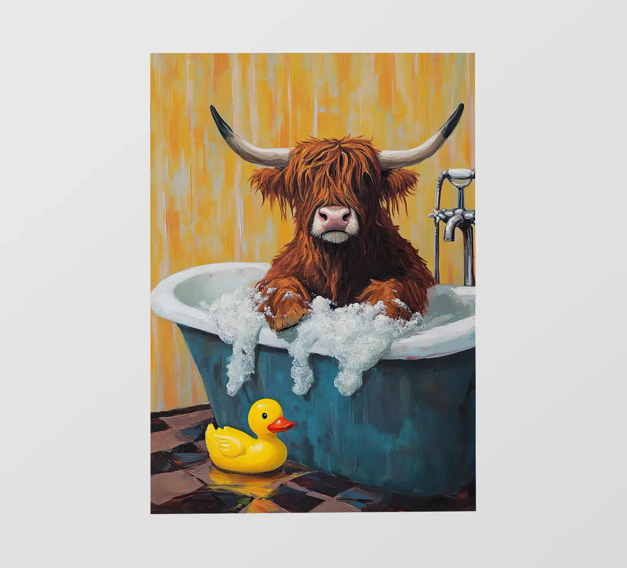 Mucca Highland nella vasca da bagno pellicola backlit da Nikis Art Studio