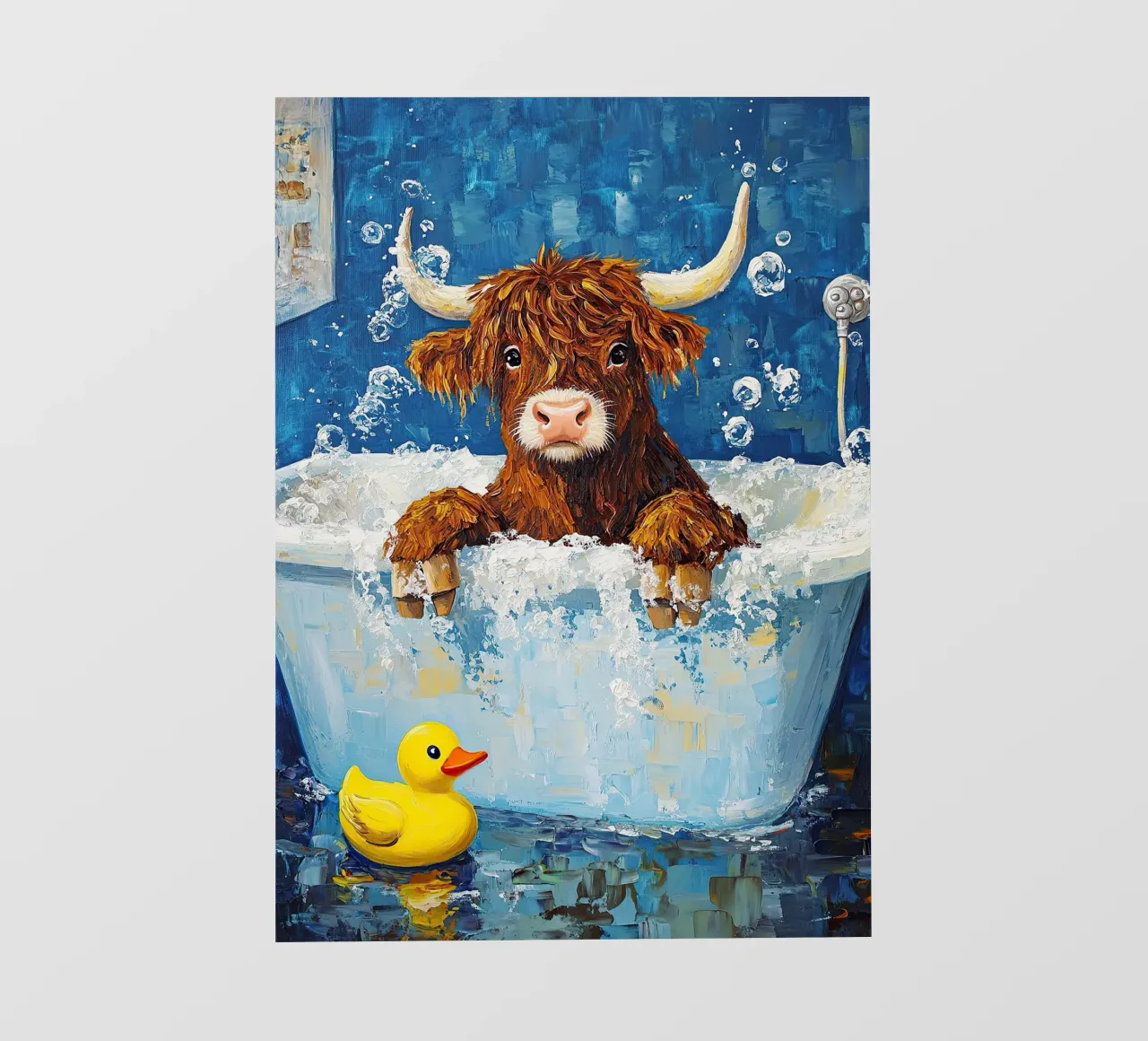 Mucca Highland nella vasca da bagno telo in pvc da Nikis Art Studio