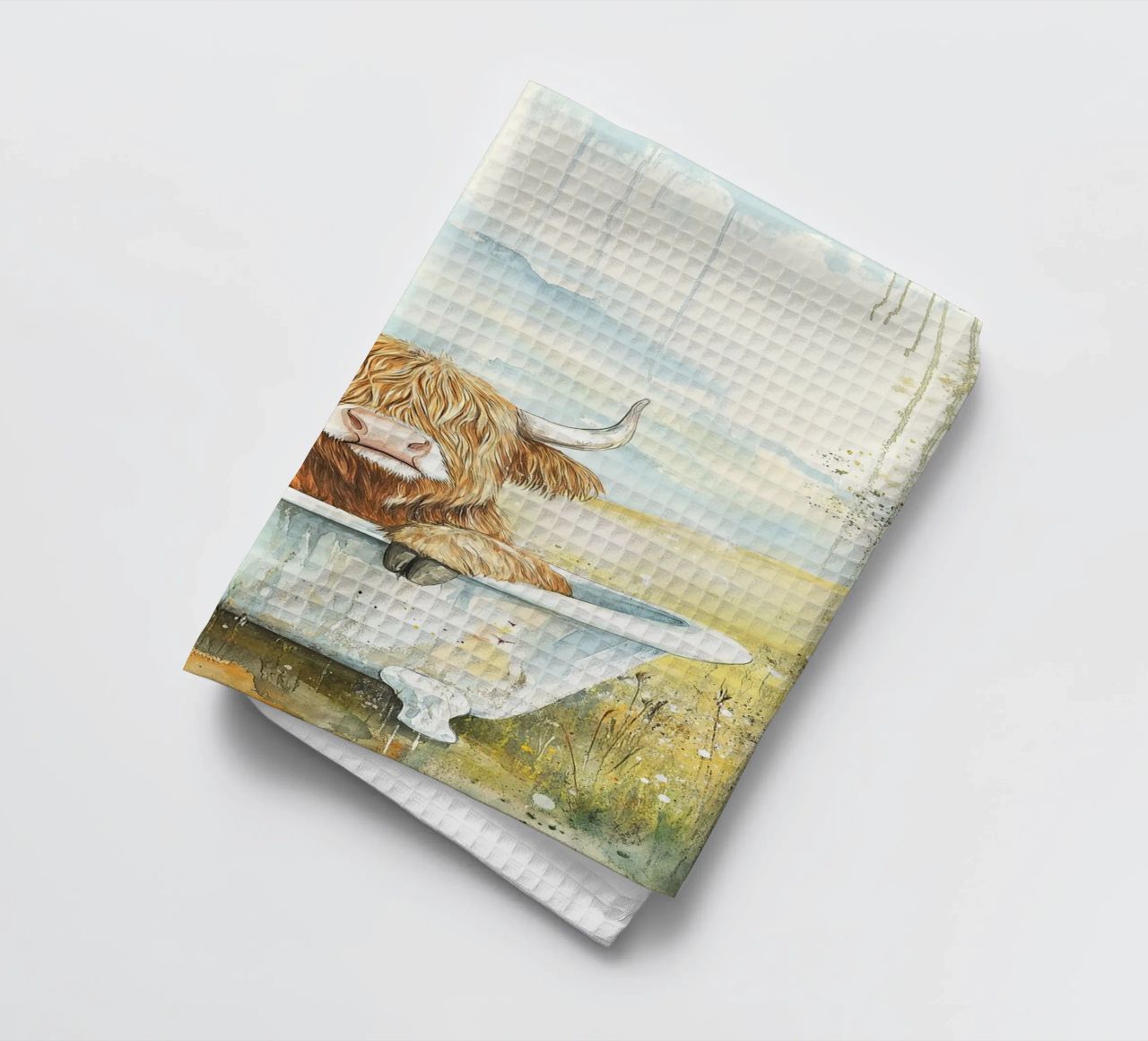 Vache des Highlands torchon de Nikis Art Studio