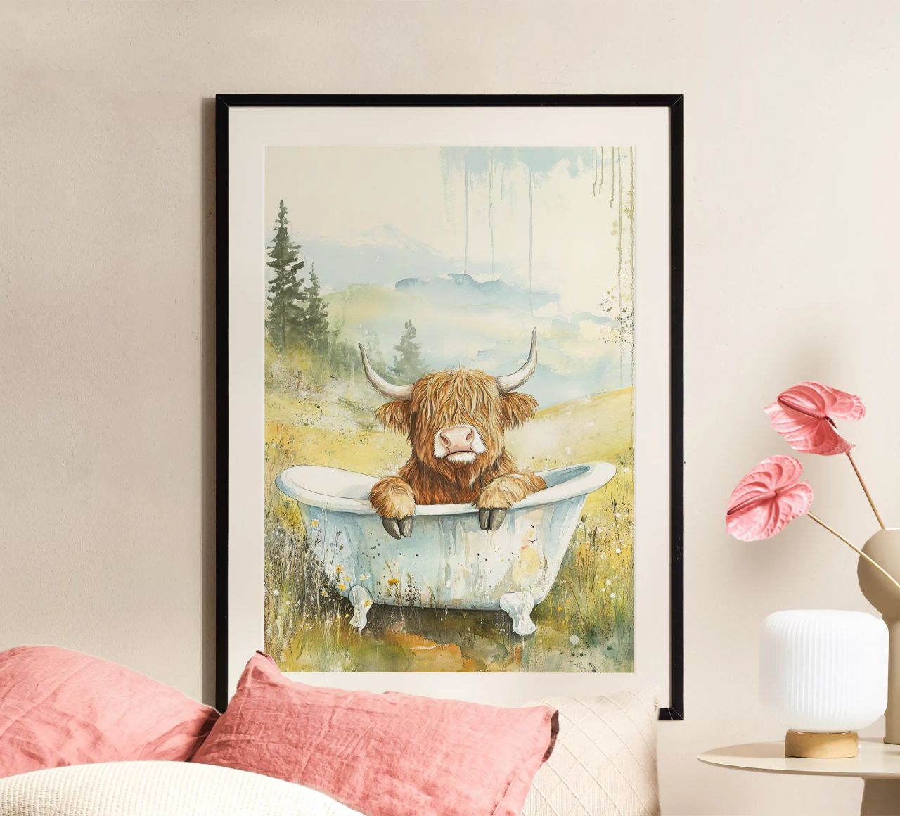 Vache des Highlands poster de Nikis Art Studio