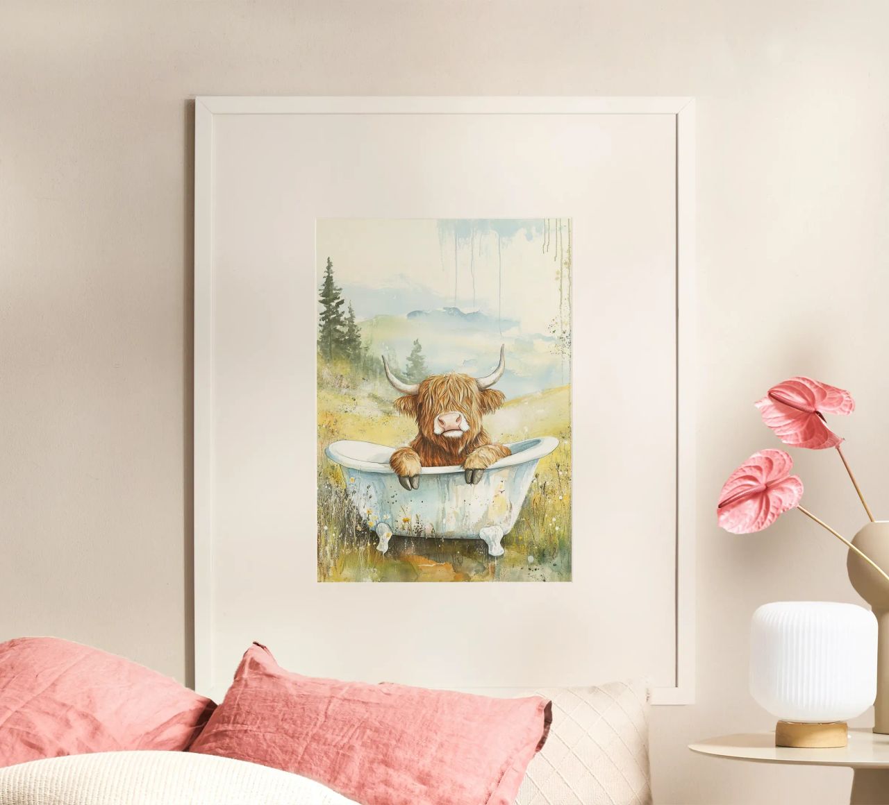 Vache des Highlands poster de Nikis Art Studio