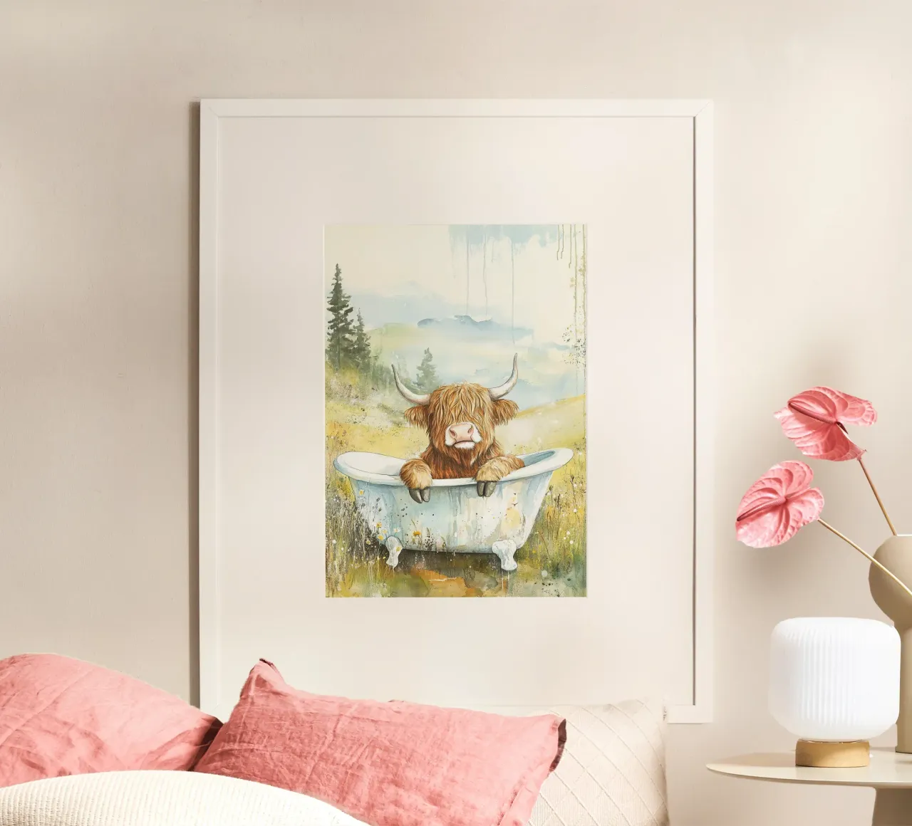 Highland Cow poster by Nikis Art Studio