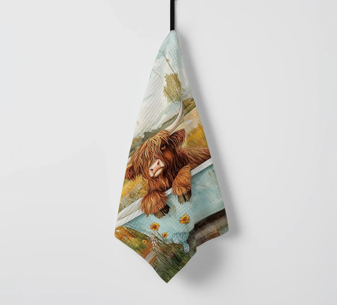 Mucca delle Highlands canovaccio da cucina da Nikis Art Studio