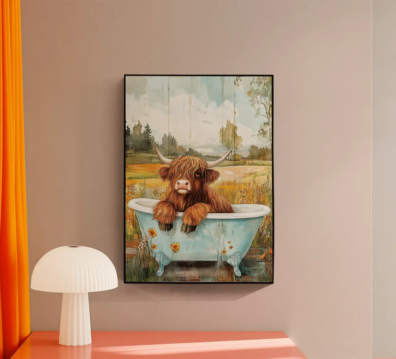Mucca delle Highlands plexiglass da Nikis Art Studio