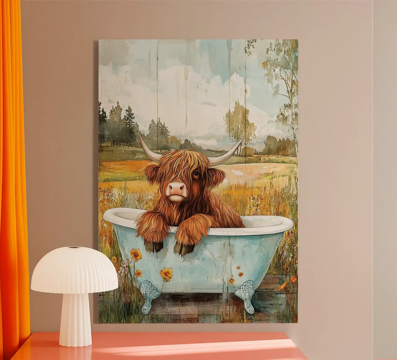 Mucca delle Highlands plexiglass da Nikis Art Studio