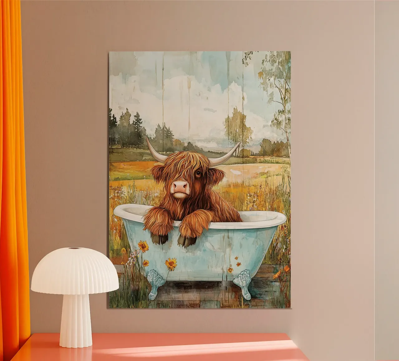 Mucca delle Highlands alluminio dibond da Nikis Art Studio