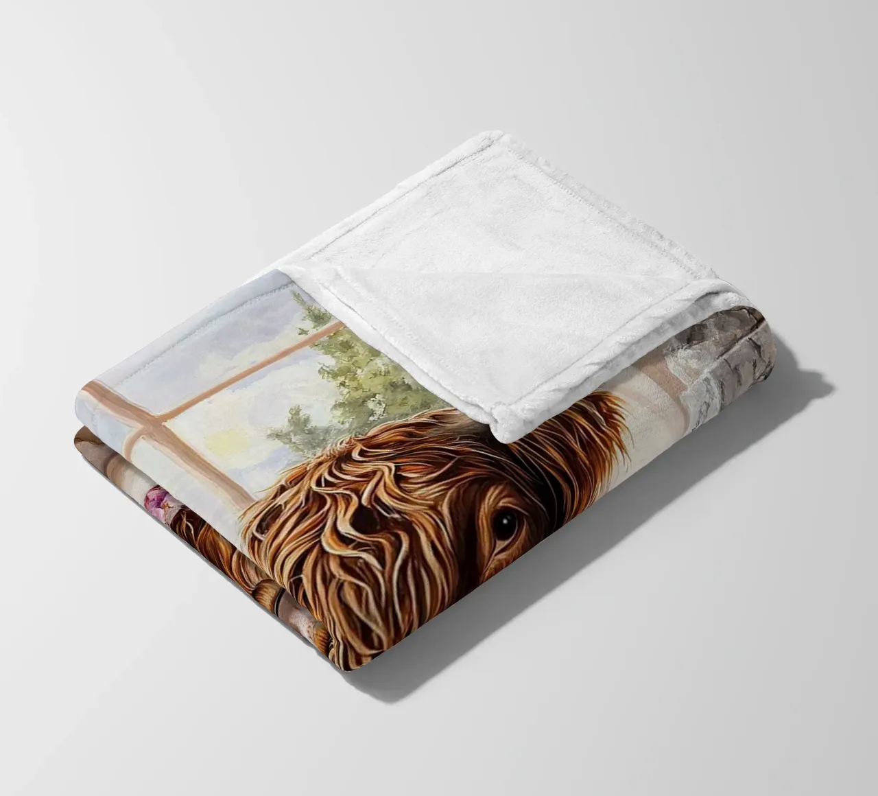 Mucca Highland nella vasca da bagno coperta in pile da Nikis Art Studio