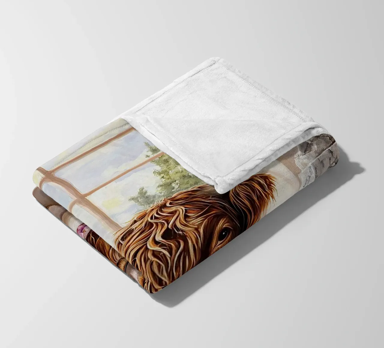 Mucca Highland nella vasca da bagno coperta in pile da Nikis Art Studio