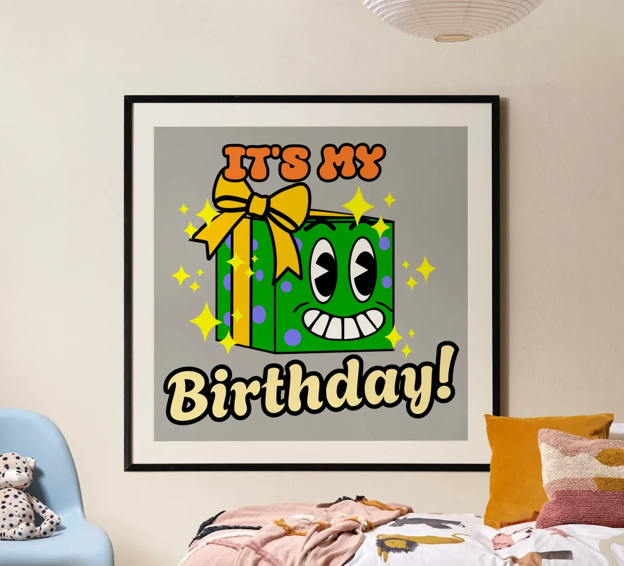 Funny It's My Birthday Retro-Stil Geschenk-Box Cartoon Poster von sillyindustries