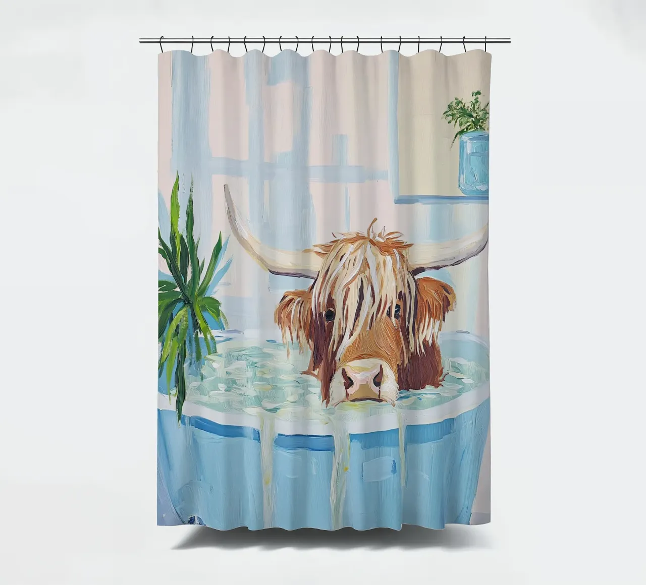 Mucca Highland nella vasca da bagno tenda da doccia da Nikis Art Studio