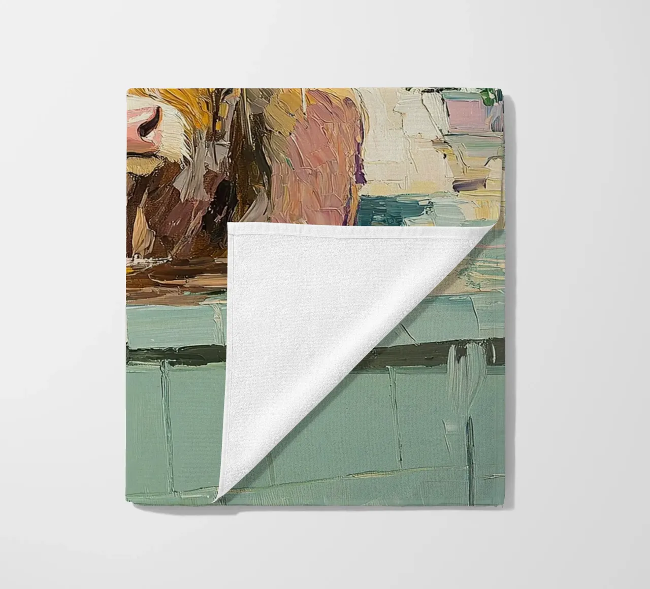 Mucca Highland nella vasca da bagno telo mare da Nikis Art Studio