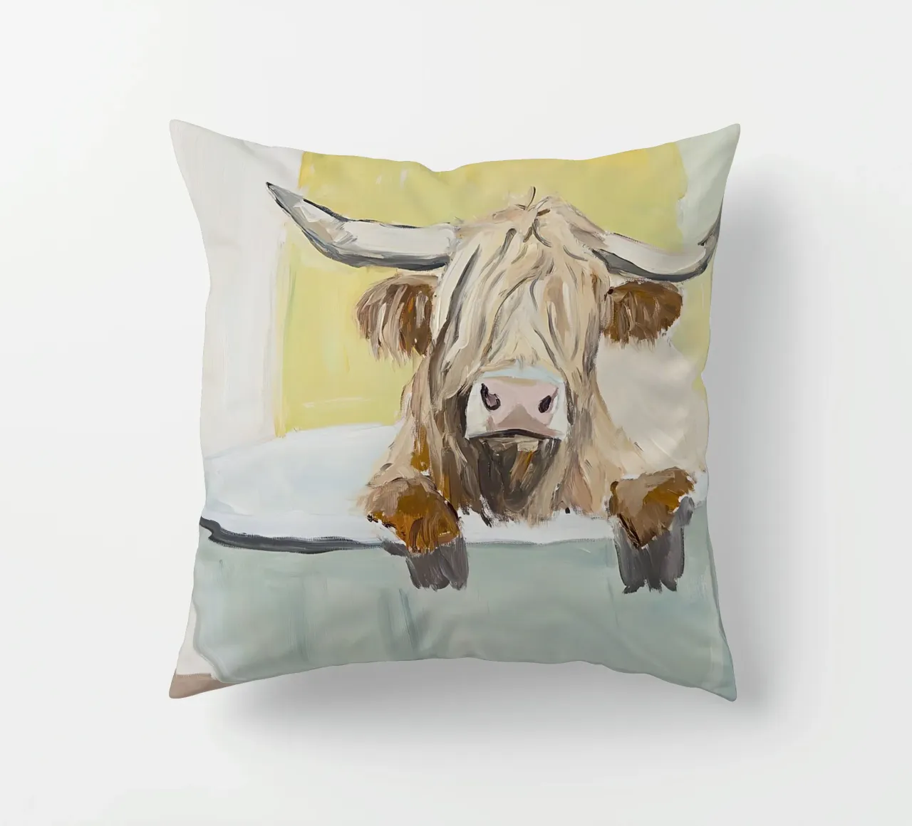 Mucca Highland nella vasca da bagno cuscino da Nikis Art Studio