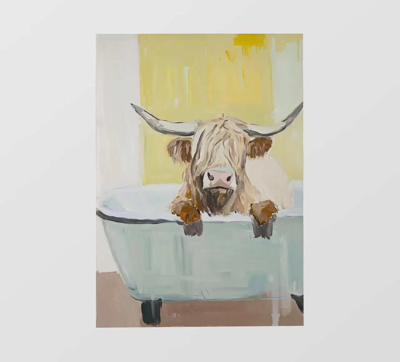 Mucca Highland nella vasca da bagno telo in pvc da Nikis Art Studio