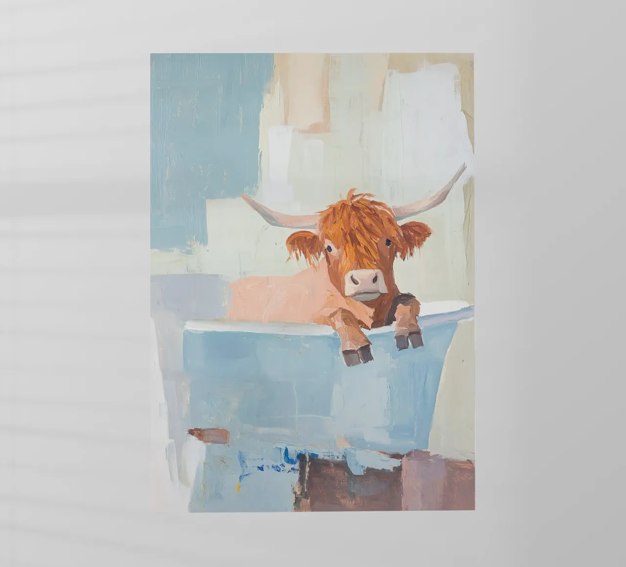 Mucca Highland nella vasca da bagno pellicola backlit da Nikis Art Studio