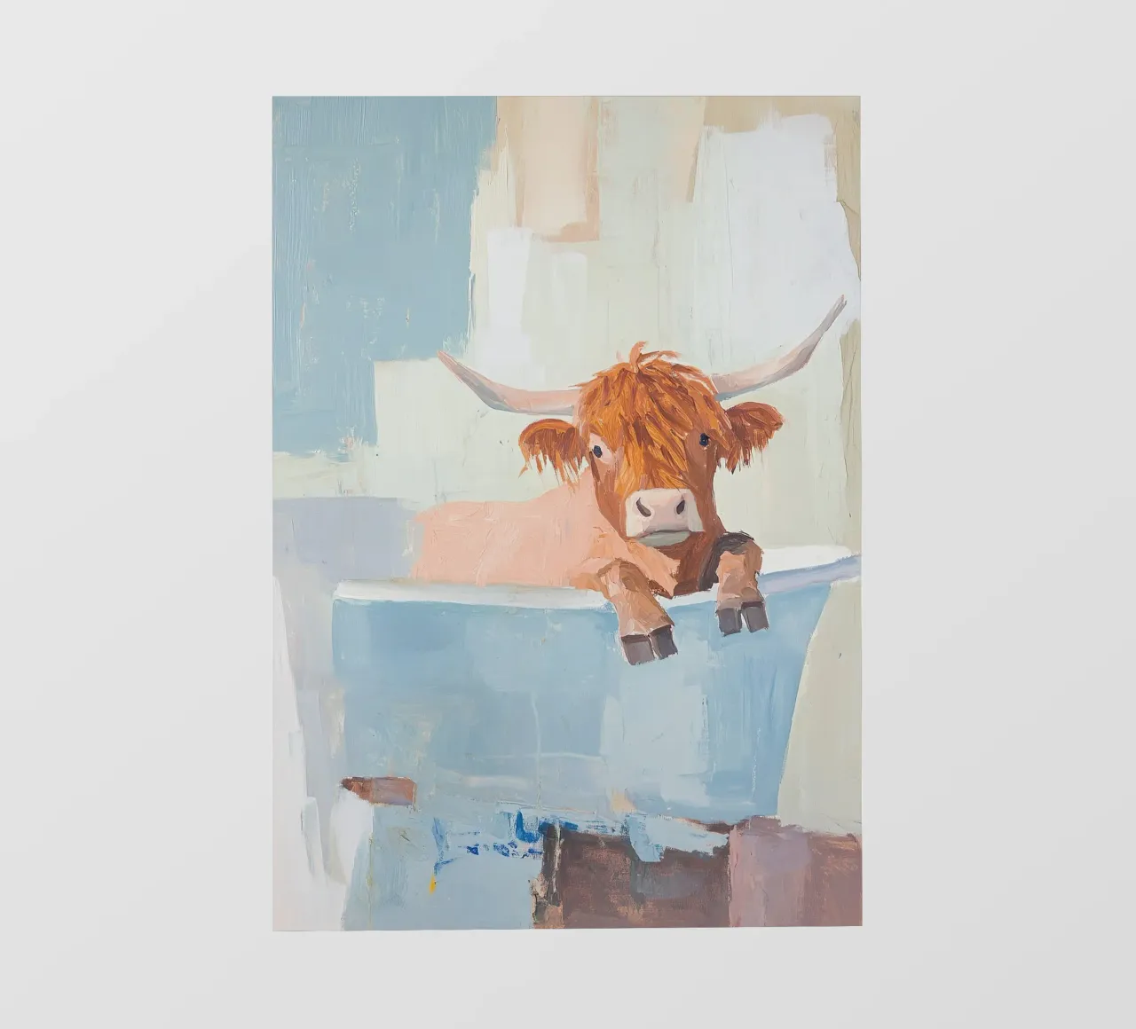 Mucca Highland nella vasca da bagno pellicola backlit da Nikis Art Studio