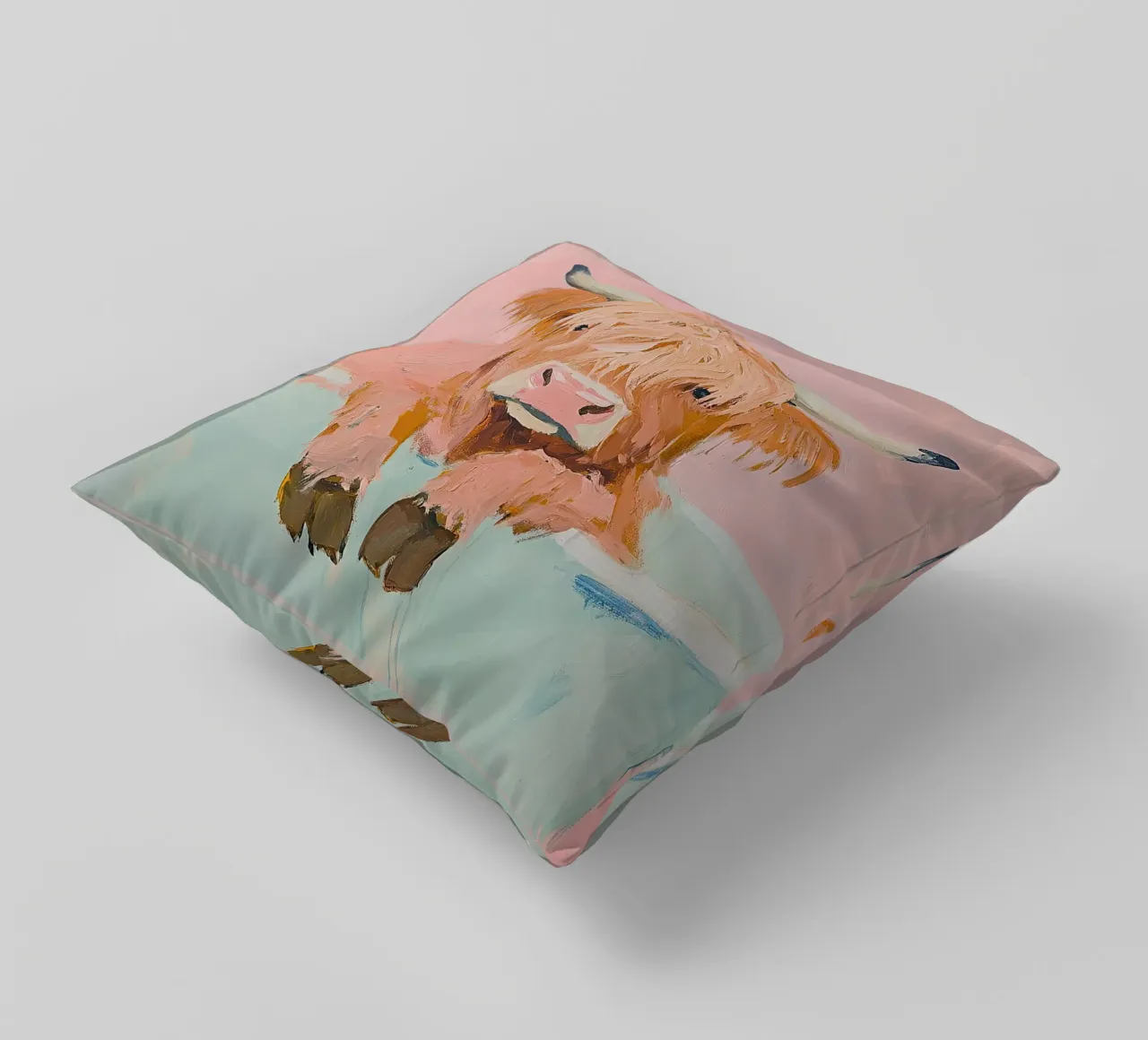 Mucca Highland nella vasca da bagno cuscino da Nikis Art Studio
