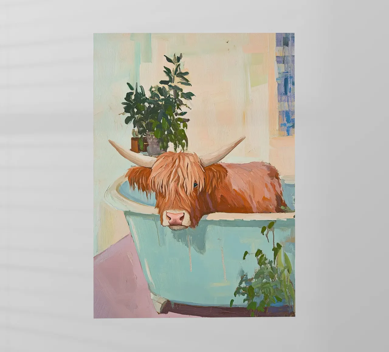 Mucca Highland nella vasca da bagno pellicola backlit da Nikis Art Studio